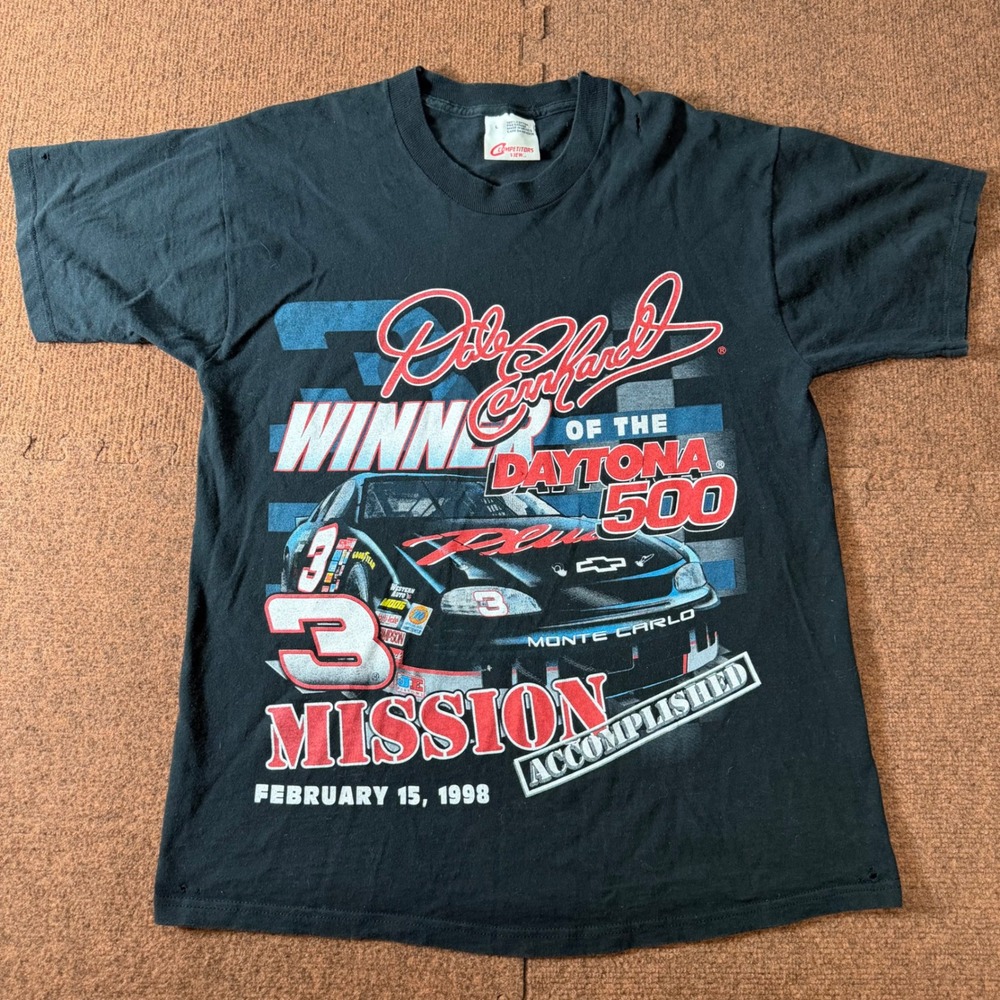 Vintage 1998 Dale Earnhardt Daytona 500 Winner Shirt Mens Large Black NASCAR #3
